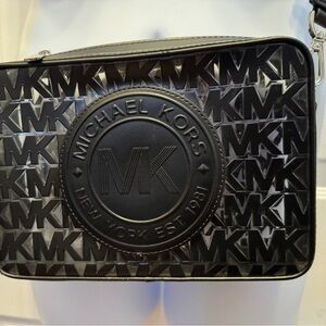 Michael Kors Black Embossed Messenger Bag